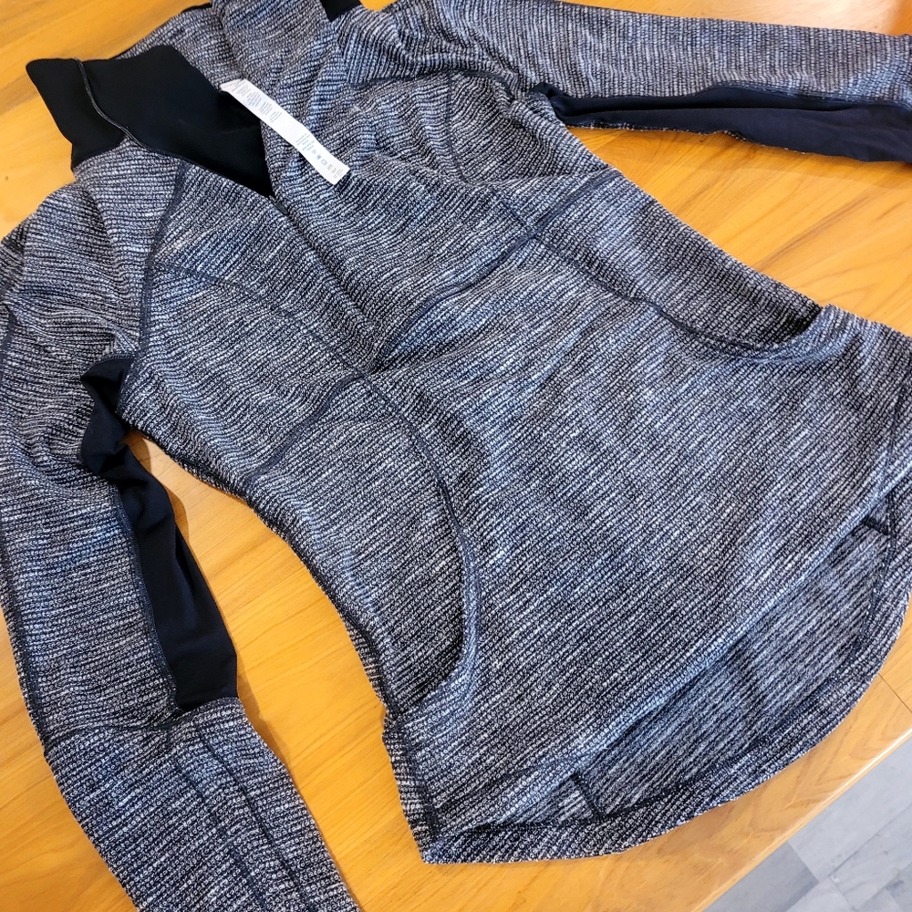 lululemon athletica Heathered Gray Black Cowl Sweater